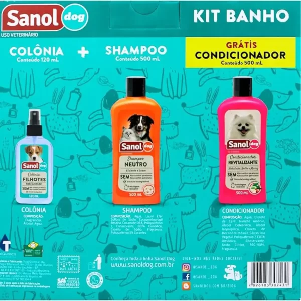 Sanol Dog Grooming Kit – Shampoo, Conditioner & Free Cologne - Imagem 2