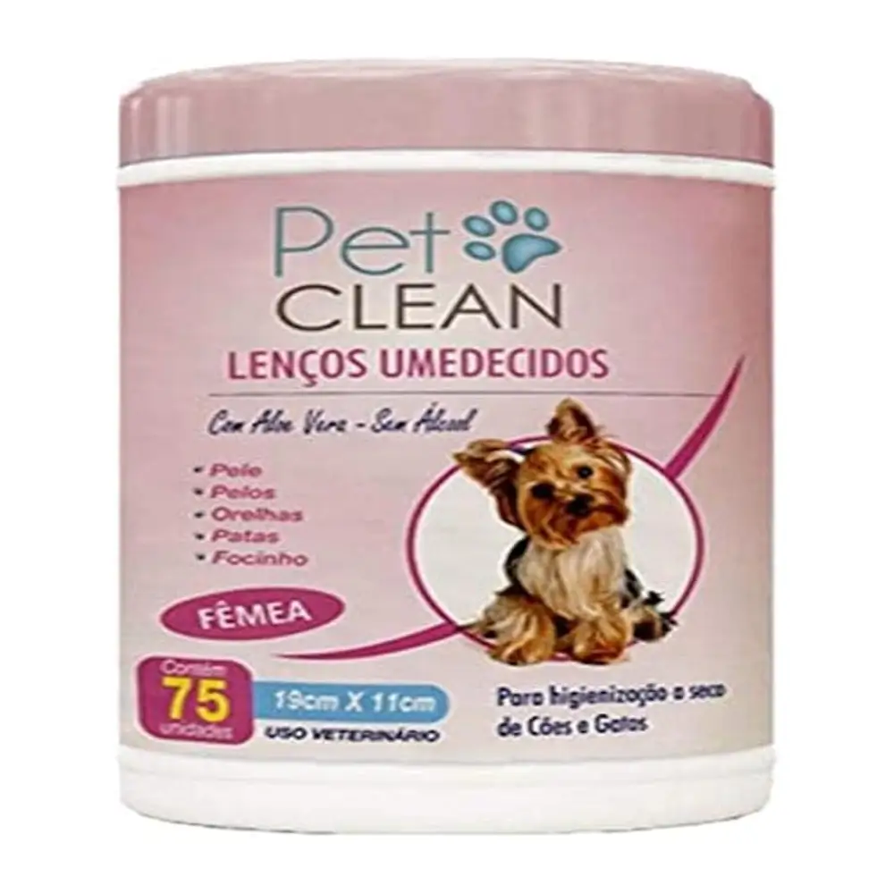 Pet Clean Wet Wipes for Female Pets – 75 Units